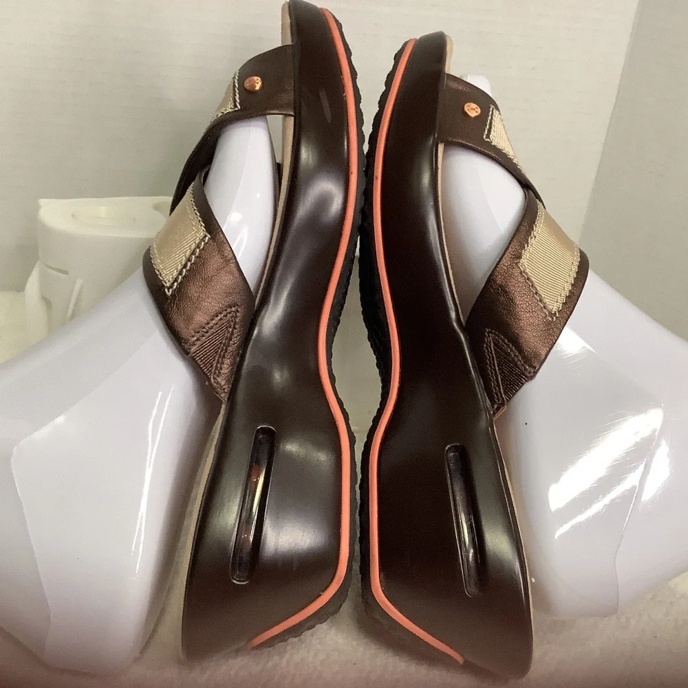 Cole Haan Nike air‎ ladies cross strap slides platform beige/copper